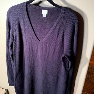 Black ribbed v-neck sweater dress